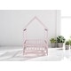 preview thumbnail 7 of 36, Twin / Full Size Wooden House Bed with Fence and Roof bed Frame, Montessori Style Floor Bed for Kids