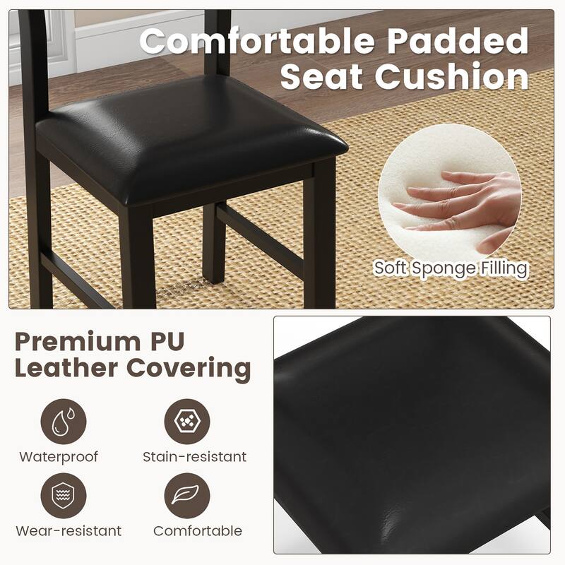 Gymax Wooden Dining Chair Set of 4 Kitchen Side Chairs w/ Rubber Wood