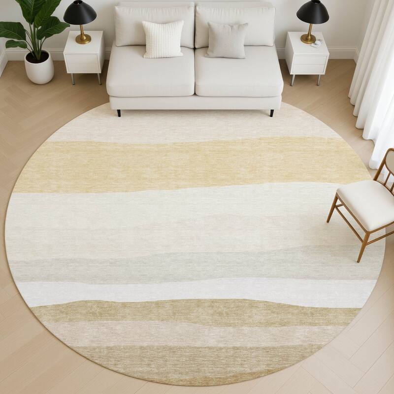 Premium Washable Super Soft Ombre Stripe Mayfield Rug - Wheat - 8' x 8'