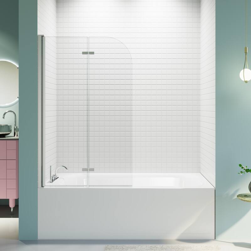 34" W x 58" H Frameless Folding Pivot Bathtub Door