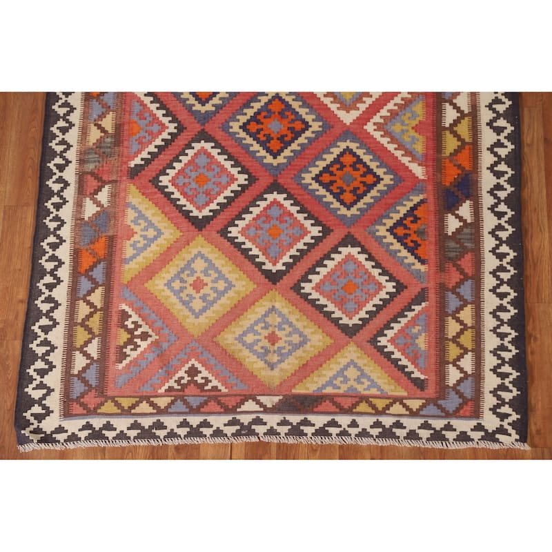 Kilim Qashqai Persian Antique Area Rug Hand-Woven Wool Carpet - 4'7"x 9'1"