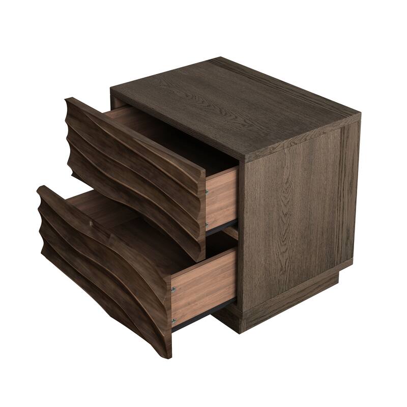 GDFStudio Orinthian Pine Solid Wood Nightstand with 2 Silent Slide Drawers