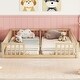 preview thumbnail 1 of 9, Kids Double Twin Size Floor Bed Frame with Guardrails, Natural Natural - Twin