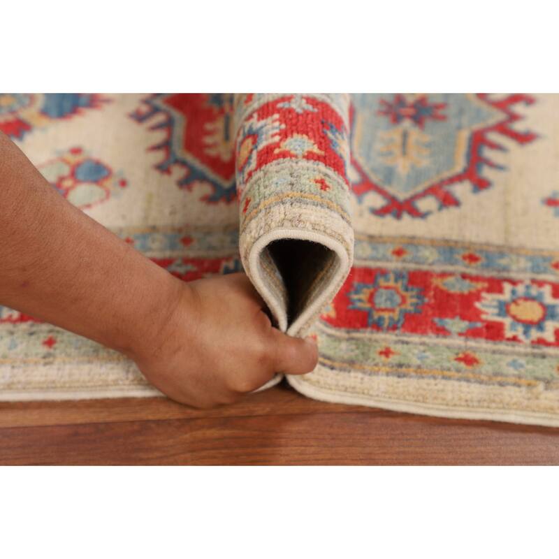 Geometric Kazak Oriental Runner Rug Handmade Wool Carpet - 2'3" x 6'0"