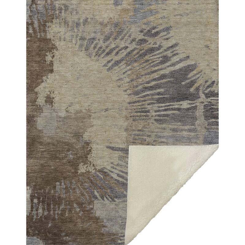 Premium Machine Washable Contemporary Abstract Sherpa Throw Blanket
