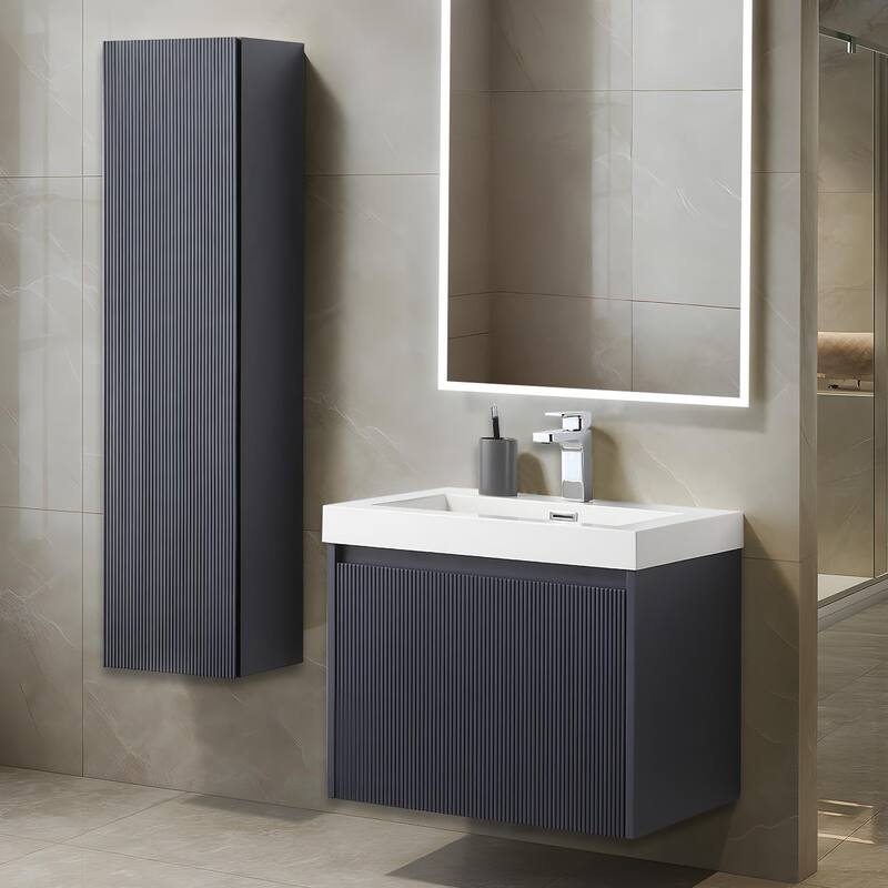 Blossom Positano 24" Floating Vanity with Sink & Side Cabinet - Night Blue