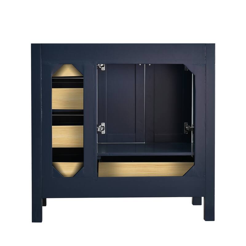 StarrySky 36 inch Undermount Left Sink Bathroom Vanity with Engineered Carrara Marble Top