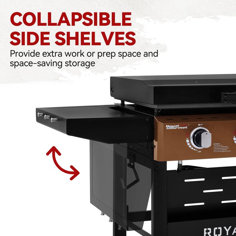 Royal Gourmet 4-Burner Gas Griddle with Hood and Side Shelves