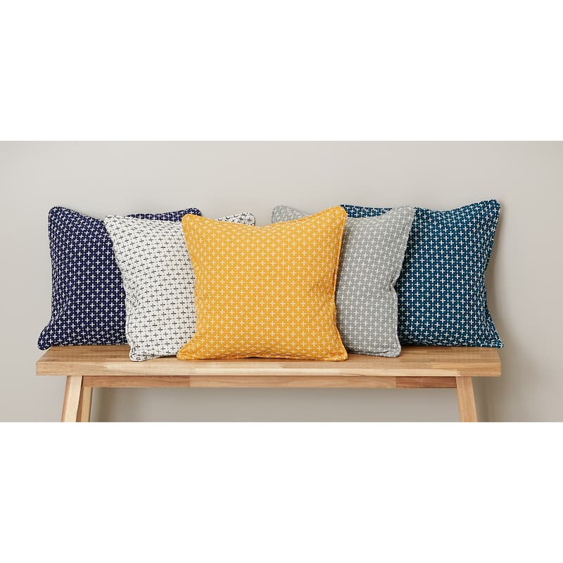 Navy Dobby Plus Recycled Cotton Pillow Cover 18x18 (Set of 2)