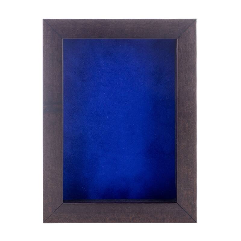 16x20 Shadow Box Frame Brown Walnut Wood | With a 3/4" Usable Display Depth | Includes a Royal Blue Real Suede Texture Acid-Free
