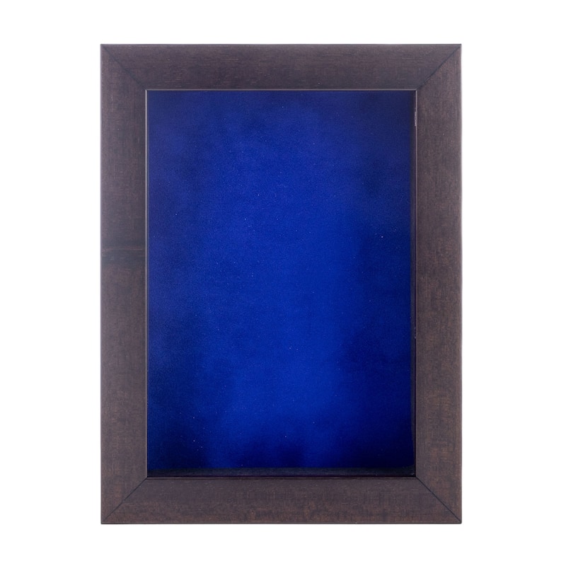 16x24 Shadow Box Frame Brown Walnut Wood | With a 3/4" Usable Display Depth | Includes a Royal Blue Real Suede Texture Acid-Free