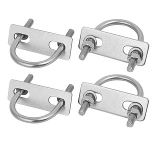 uxcell M6 Thread 30mm Inner Width 304 Stainless Steel Square U Bolt Silver Tone 4pcs