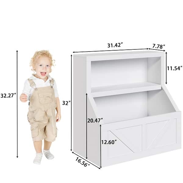 dimension image slide 2 of 3, Wooden Kids Bookshelf and Toy Storage