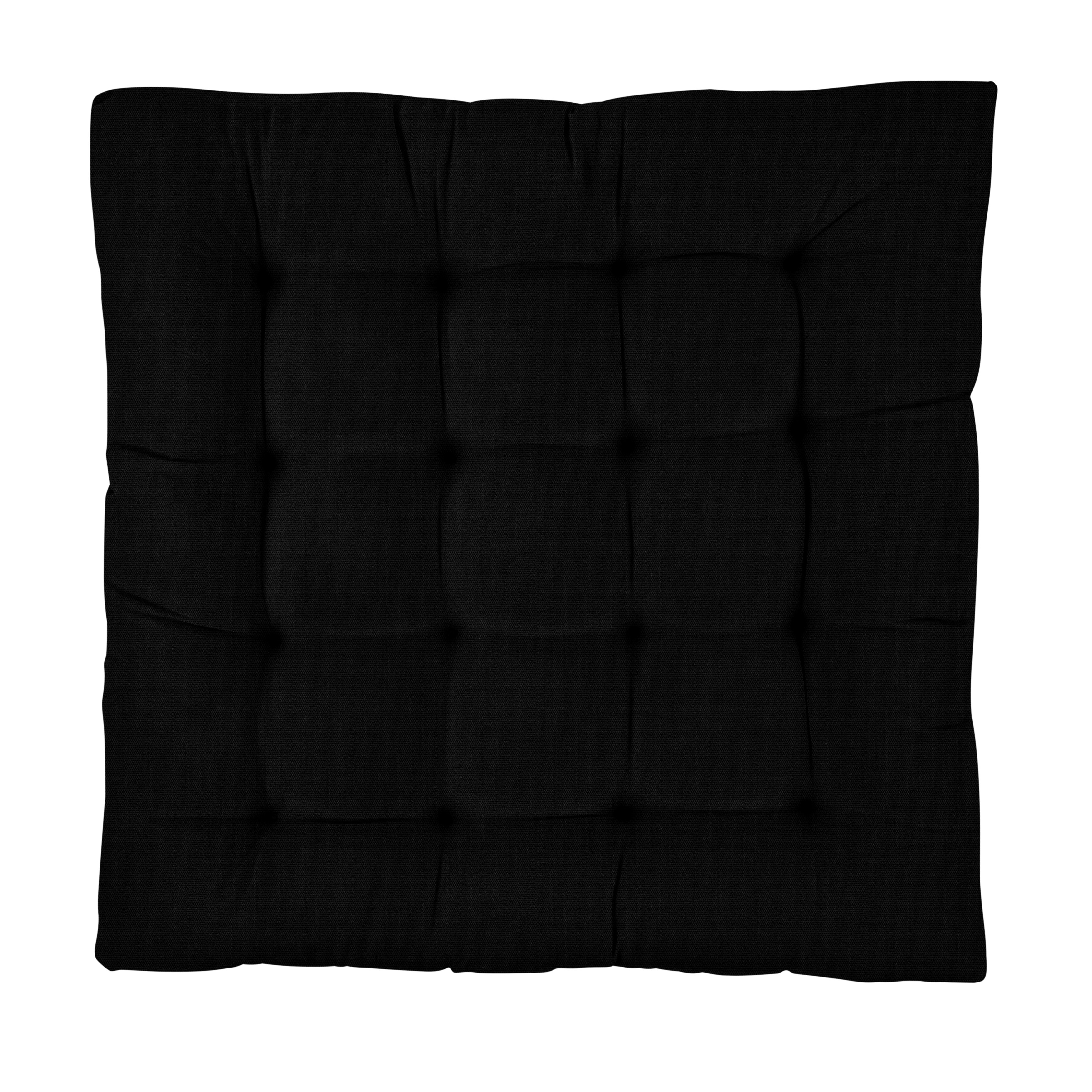 Mozaic Company Humble + Haute Large Sunbrella Square Tufted Floor Pillow  with Handle 40 in x 40 in x 5 - Canvas Black