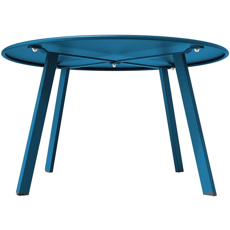 Patio Round Steel Patio Coffee Table, Weather Resistant Outdoor Large Side Table