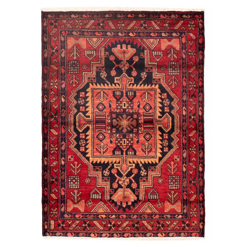 ECARPETGALLERY Hand-knotted Andelz Red Wool Rug - 3'6 x 4'10 - Red - 3'6 x 4'10