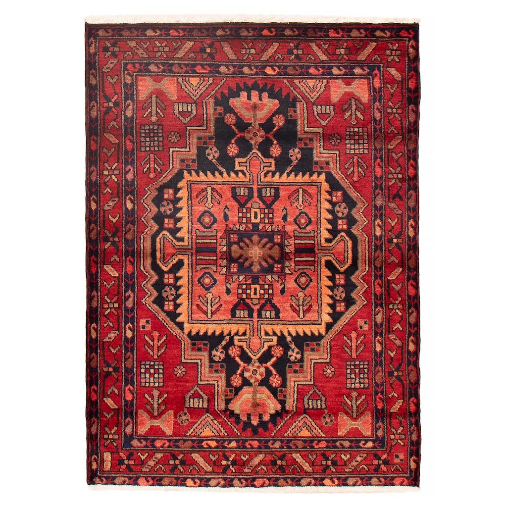 ECARPETGALLERY Hand-knotted Andelz Red Wool Rug - 3'6 x 4'10