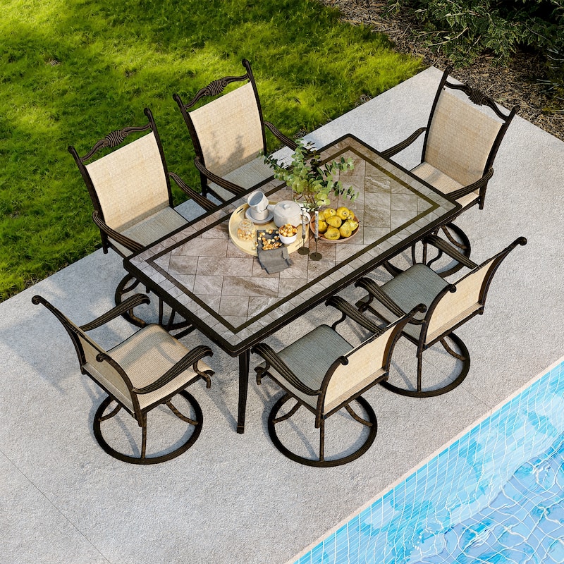 Rectangle Aluminum 67 in. Length Outdoor Dining Table with 2in Umbrella Hole