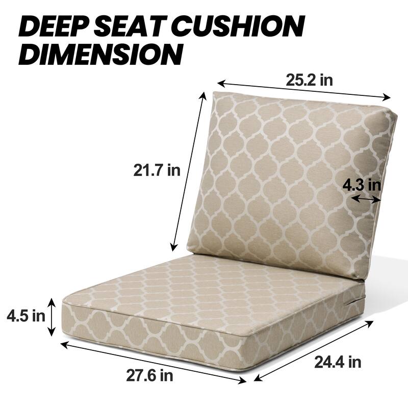 27.6 in W * 24.4 in D Outdoor Patio Deep Seat Cushion Chair Set