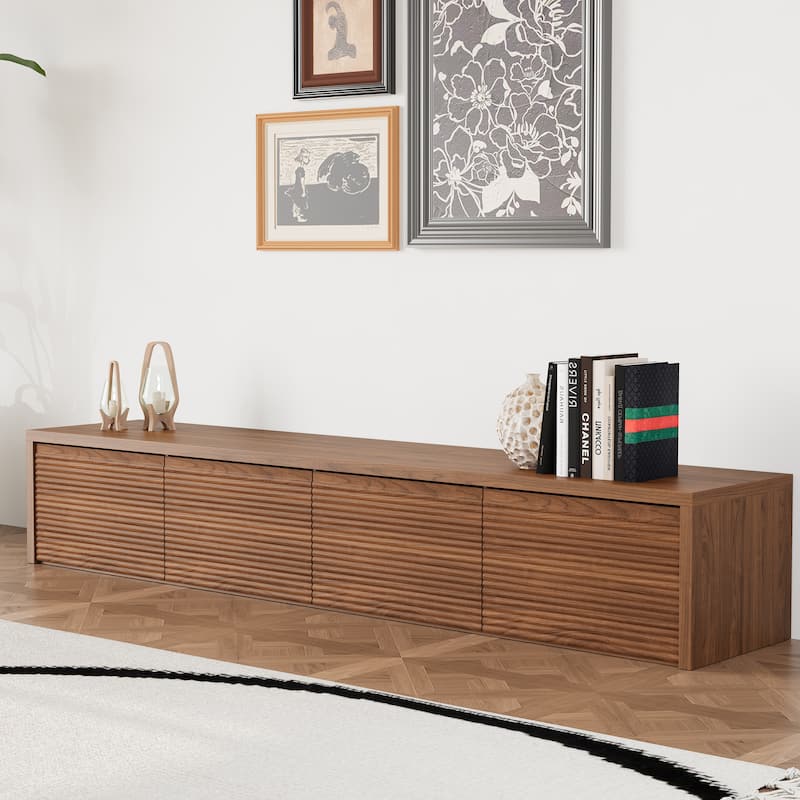 78.74" Modern TV Stands, Natural Wood Texture, Media Console with 4 Drawers