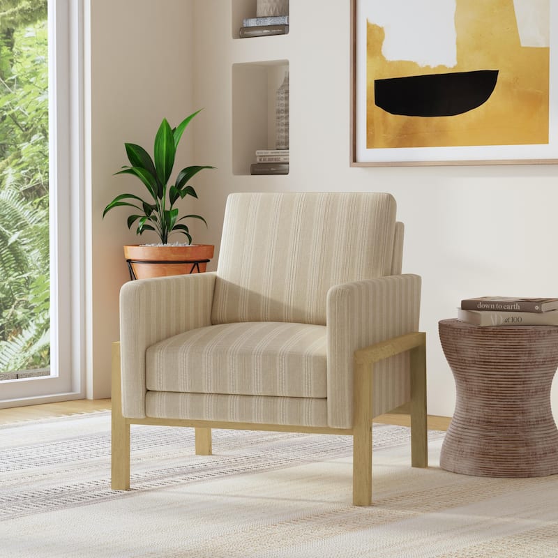 HomePop Modern Wood Frame Accent Chair - Tan Stripe