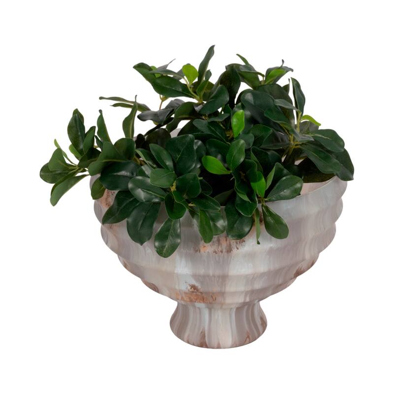 Glass Decorative Bowl with Fluted Contoured Design and Pedestal Base
