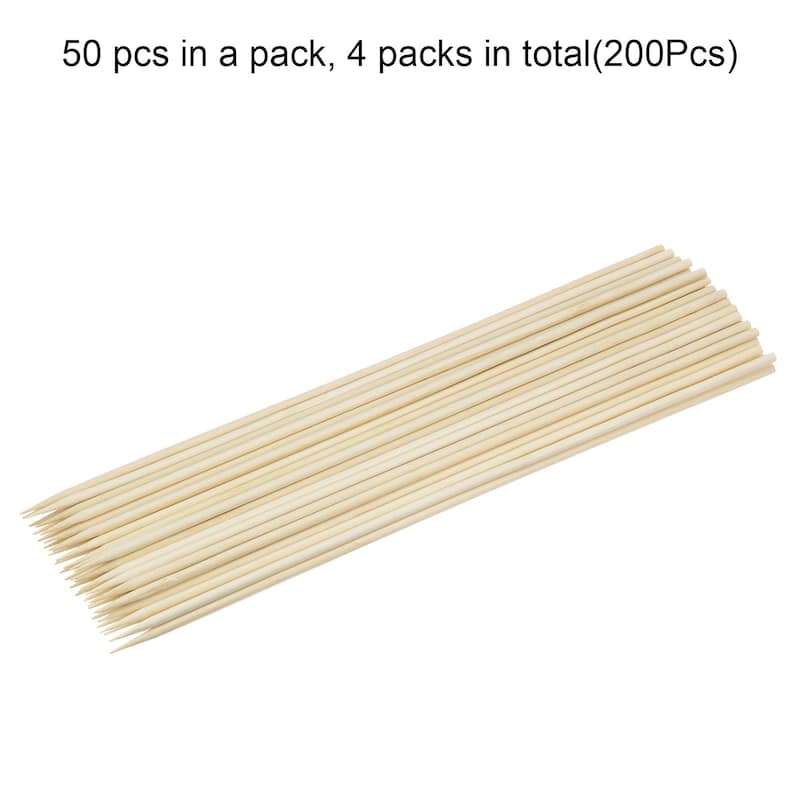 200pcs Bamboo Skewers Sticks 20 Inch 5mm Dia Natural Wooden Cocktail Picks - 20"