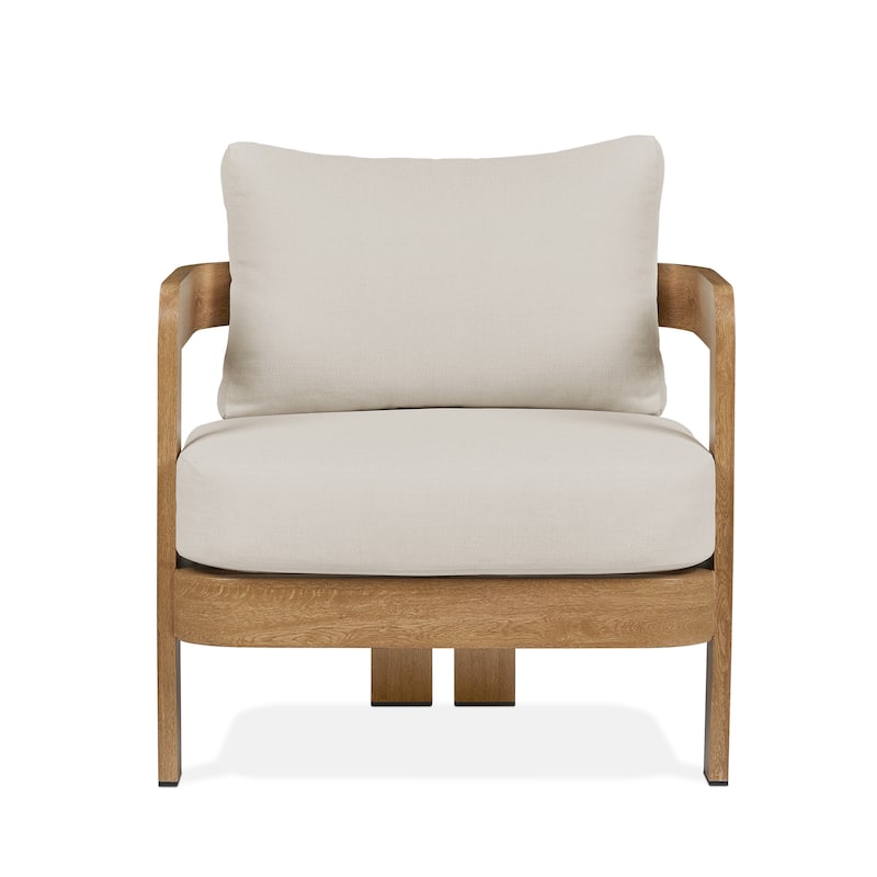 Arlo 30" Metal Outdoor Chair in Weathered Lakewood With Cushions by Real Flame