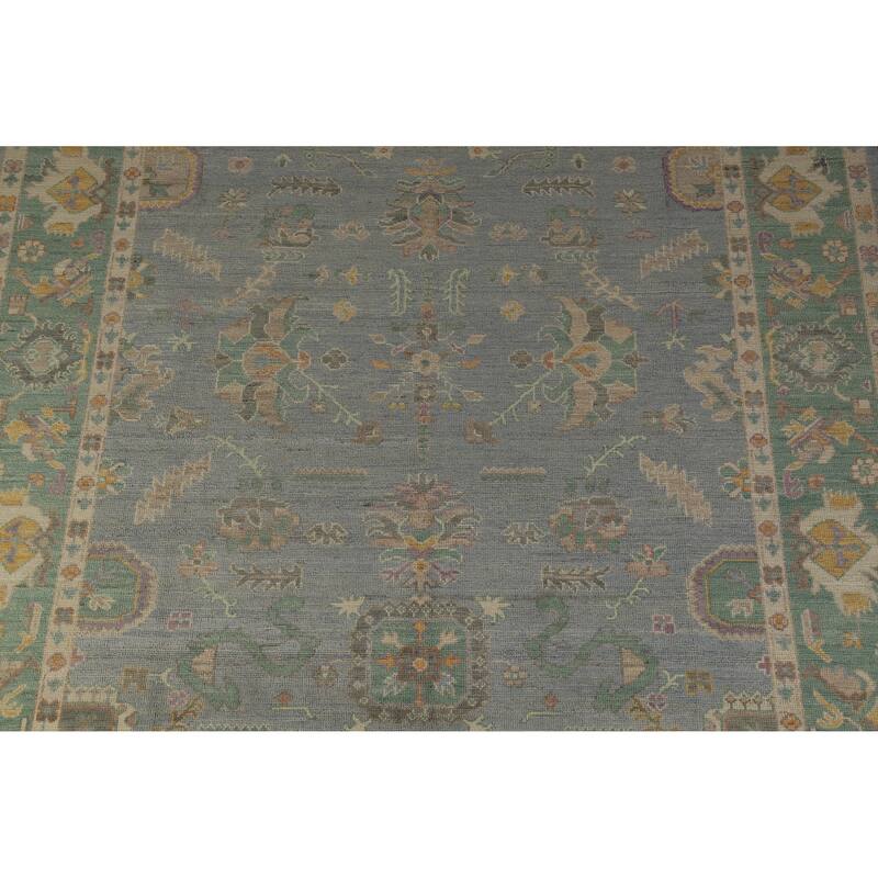 Hand Knotted Oriental 100% Wool Carpet Transitional All-Over Navy Blue & Blues Oushak Area Rug - 10' 2'' X 8' 5''
