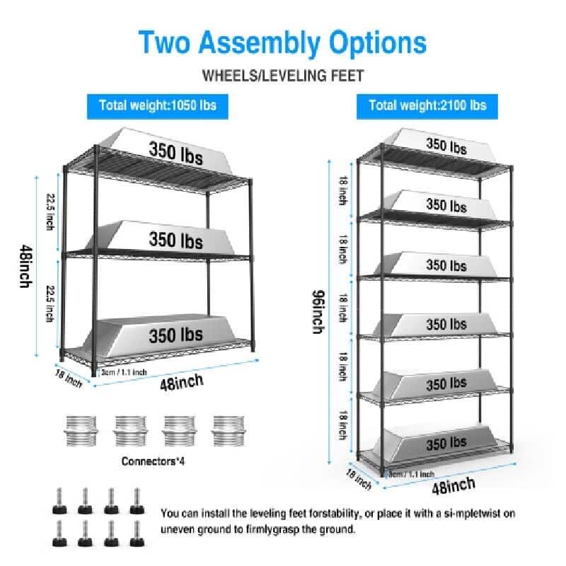 2 Pack 3 Tier NSF metal shelving with lining