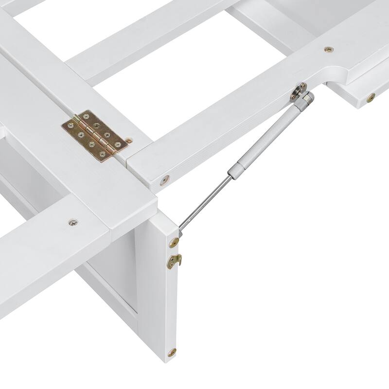 Space-Saving Queen Size Murphy Bed in White/Gray with Sturdy Pine Wood and MDF Construction