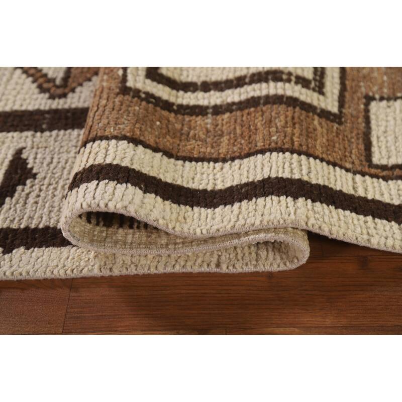 Vegetable Dye Anatolian Turkish Runner Rug Handmade Wool Carpet - 3'1"x 12'2"