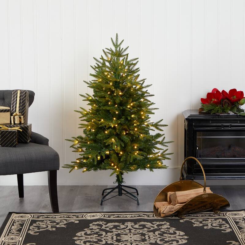 4’ Pre-Lit Colorado Mountain Artificial Christmas Tree, Clear LED Lights - 4 Foot