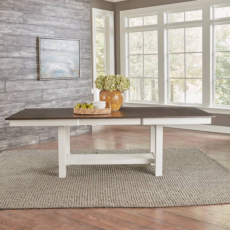 Brook Bay White Trestle Table Set with Chairs Optional- 5, 6, or 7 Pieces