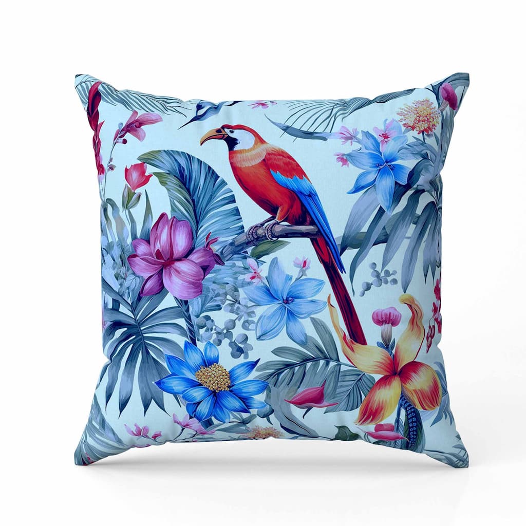 Leafy Lyricist Faux Suede Reversible Throw Pillow Blue and Red