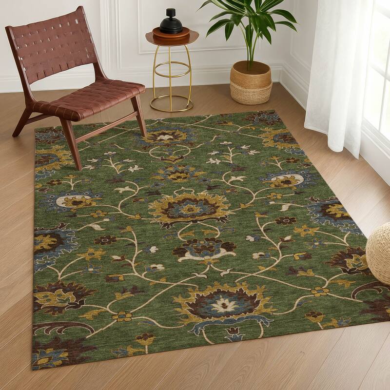 Machine Washable Indoor/ Outdoor Traditional Luna Chantille Rug