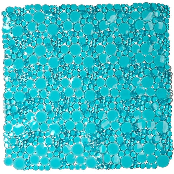 Bubbles Non-Slip Oval Bathtub Mat 28 L x 15 W - Solid Peacock Blue