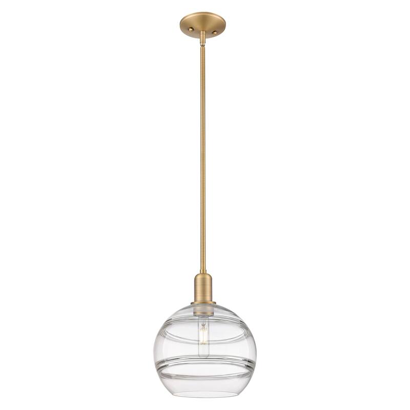 Innovations Lighting Endless Possibilities Arcadia - Rochester - 1 Light 10" Stem Hung Mini Pendant - Clear/Brushed Brass