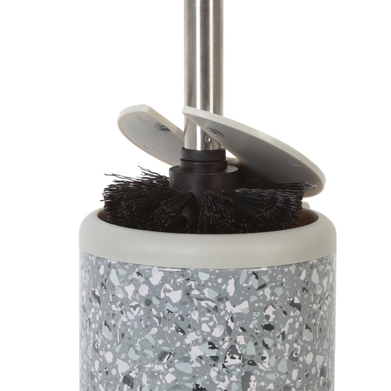 Bath Bliss Self Closing Lid Toilet Brush and Holder in Stainless Steel