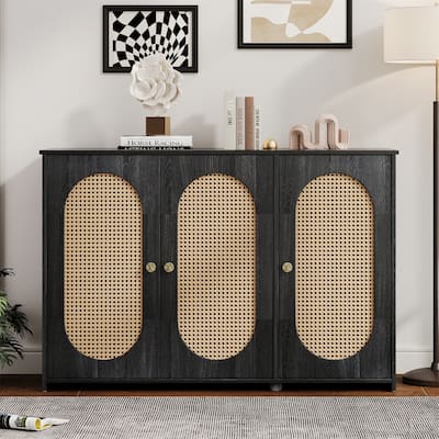 3-Door Sideboard with Rattan Doors
