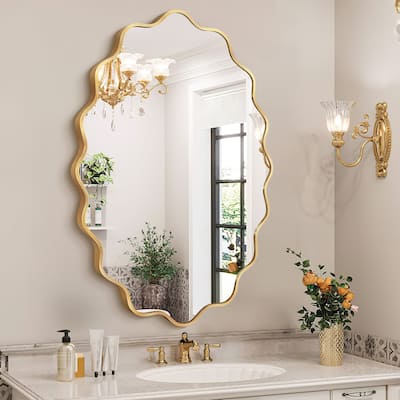 ALuminum Alloy Framed Wavy Oval Wall Mirror