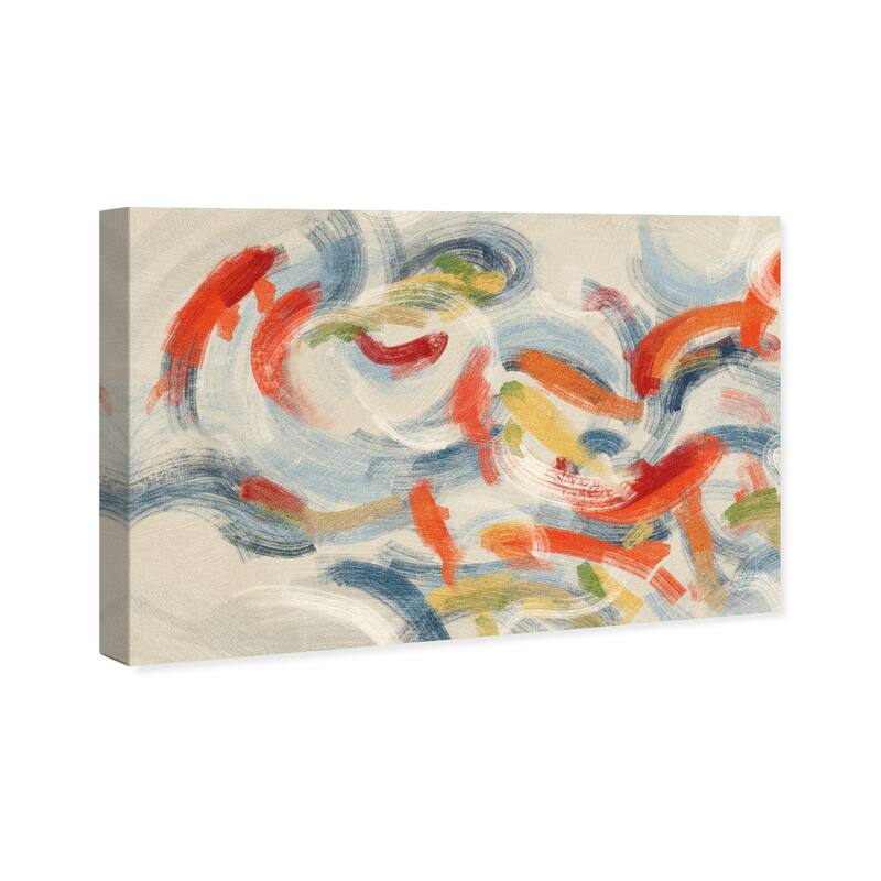 Wynwood Studio Canvas Animals Colorful Flowing Pond White and Cream White Nautical & Coastal Wall Art Canvas Print