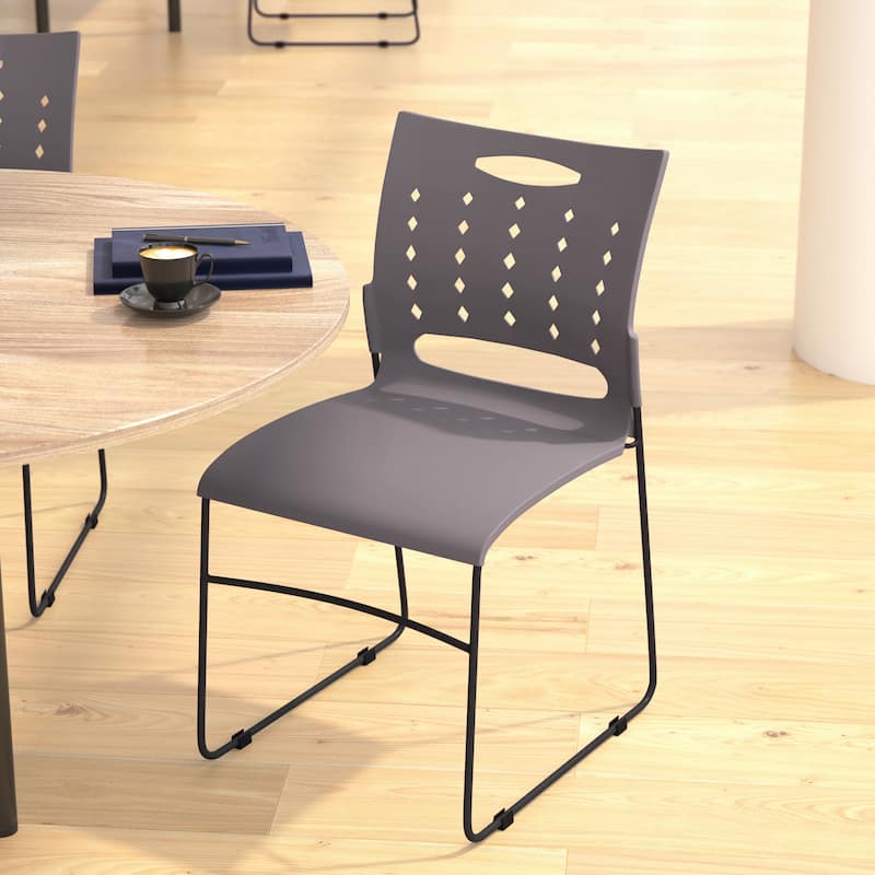 881 lb. Capacity Sled Base Stack Chair with Carry Handle and Air-Vent Back