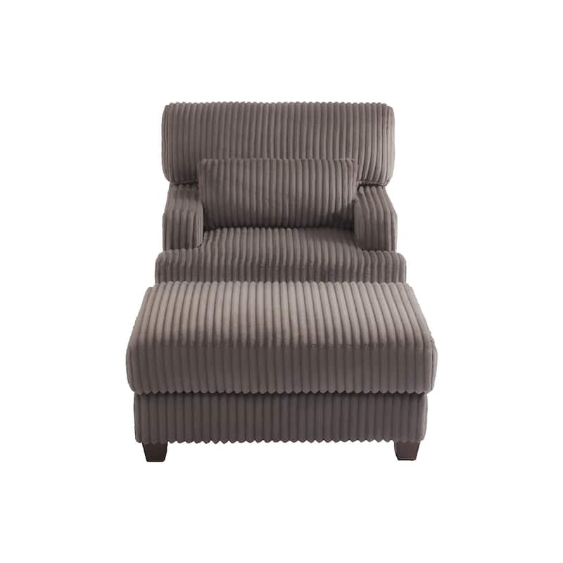 Modern Oversize Plush Corduroy Accent Chair Chaise Lounge with Storage Ottoman