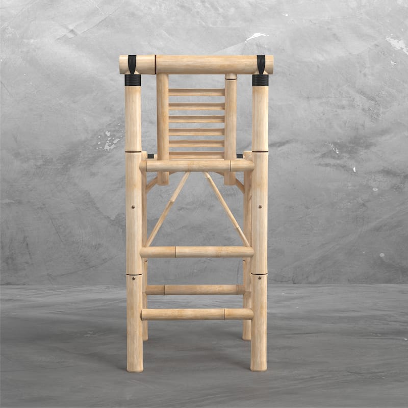 RAM Game Room Bamboo Tiki Barstool Set - Set of 2 - Natural Bamboo - Bar Height - 29-32 in.