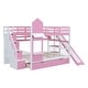 preview thumbnail 5 of 10, Full-Over-Full Castle Style Bunk Bed with 2 Drawers 3 Shelves and Slide