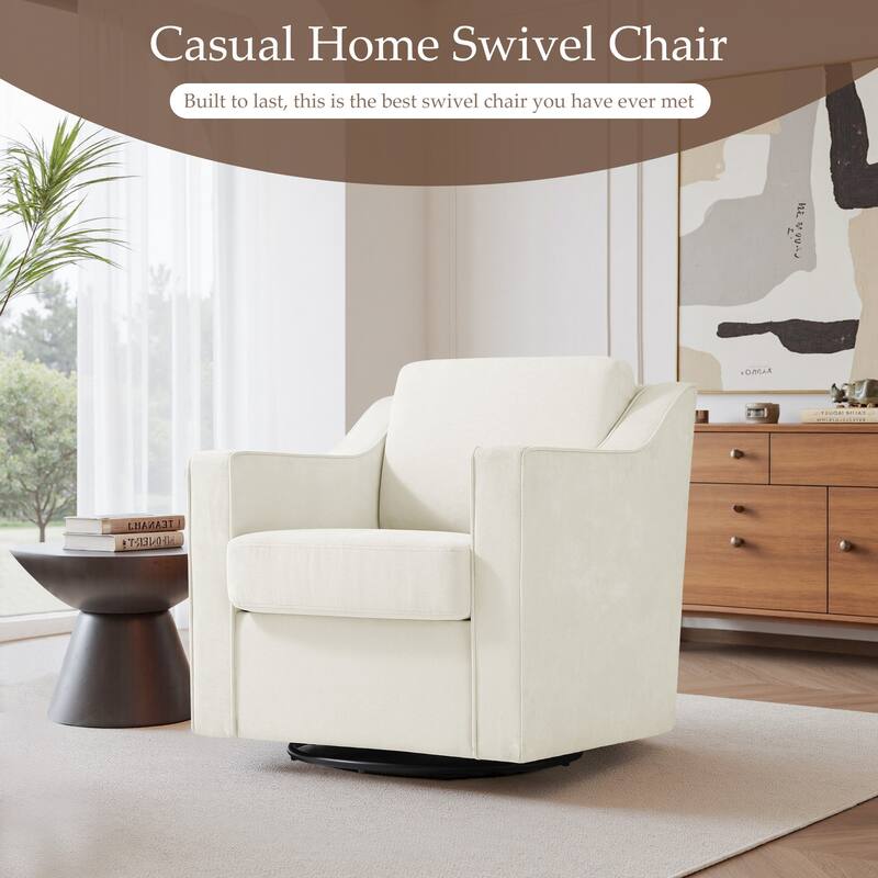 30'' W Vegan Leather/ Chenille Swivel Accent Chair