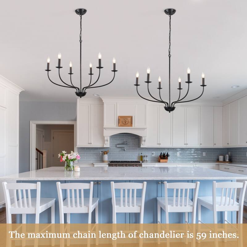 6-Light Farmhouse Candle Chandelier Modern Hanging Lamp for Living Room Kitchen Hallway Entryway - N/A