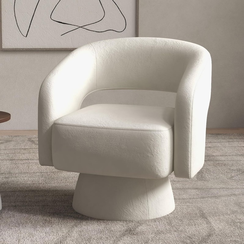 Swivel Barrel Chair,Velvet Accent Armchair 360 Degree Swivel Club Chair Vanity Chair for Living Room Bedroom Reception Room - Beige