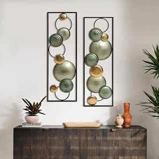 Modern Gold and Green Metal Wall Decor (Set of 2)